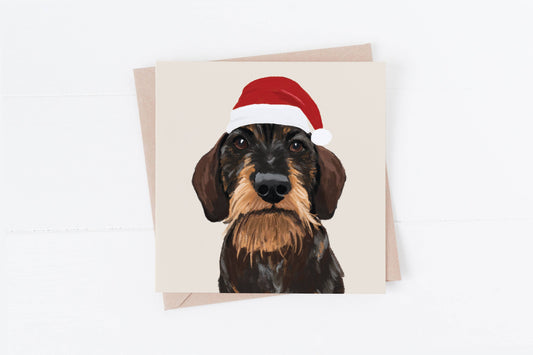 Wire-Haired Dachshund Dog Christmas Card