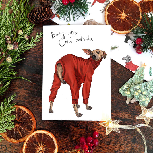 Whippet Christmas Card