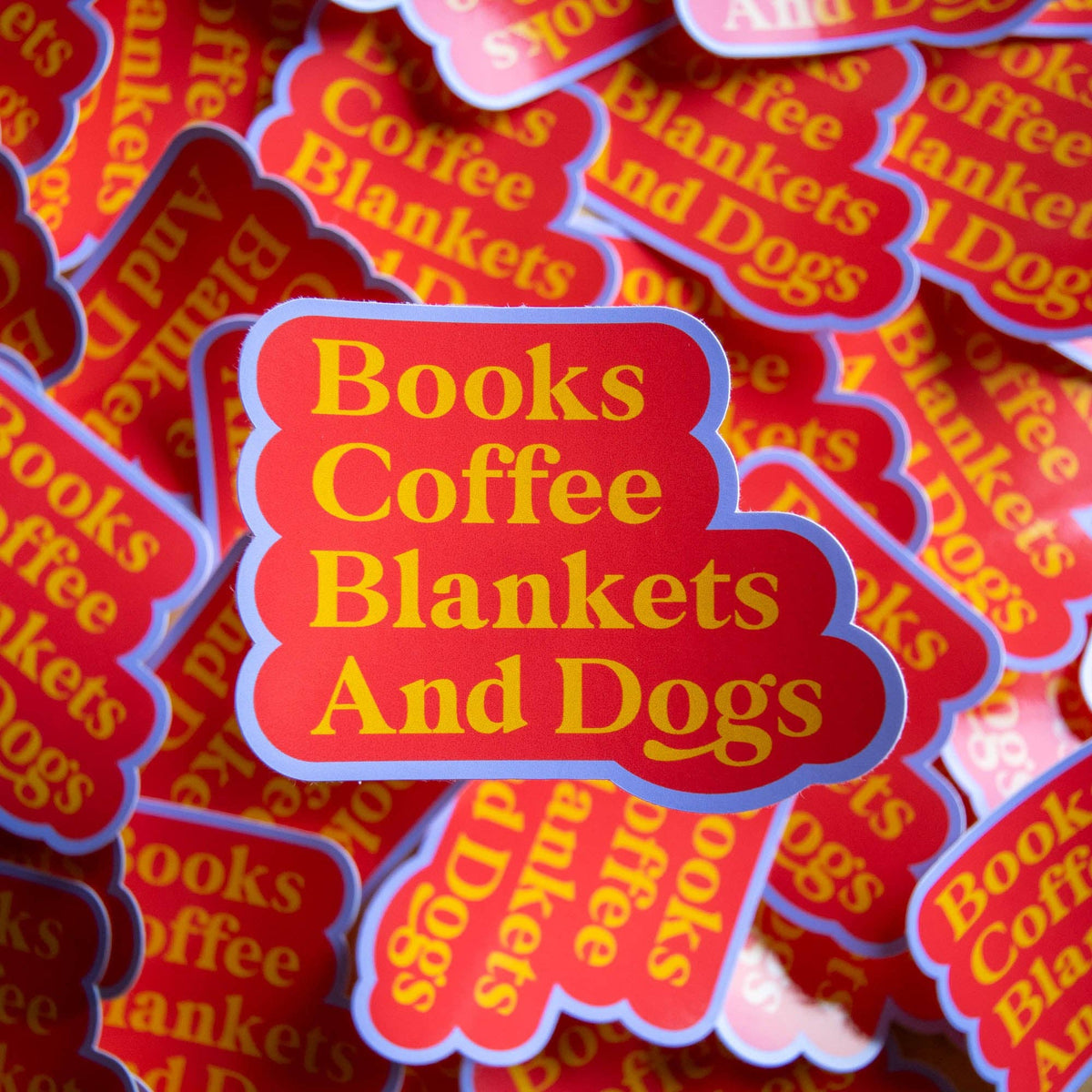 Books, Coffee, Blankets and Dogs Vinyl Sticker