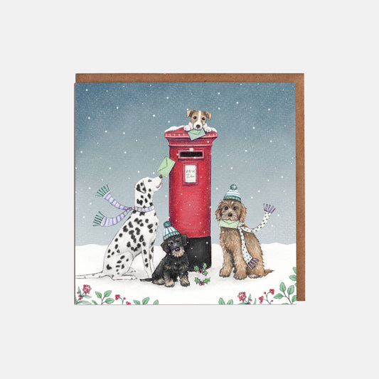 Postbox & Dogs Christmas Card