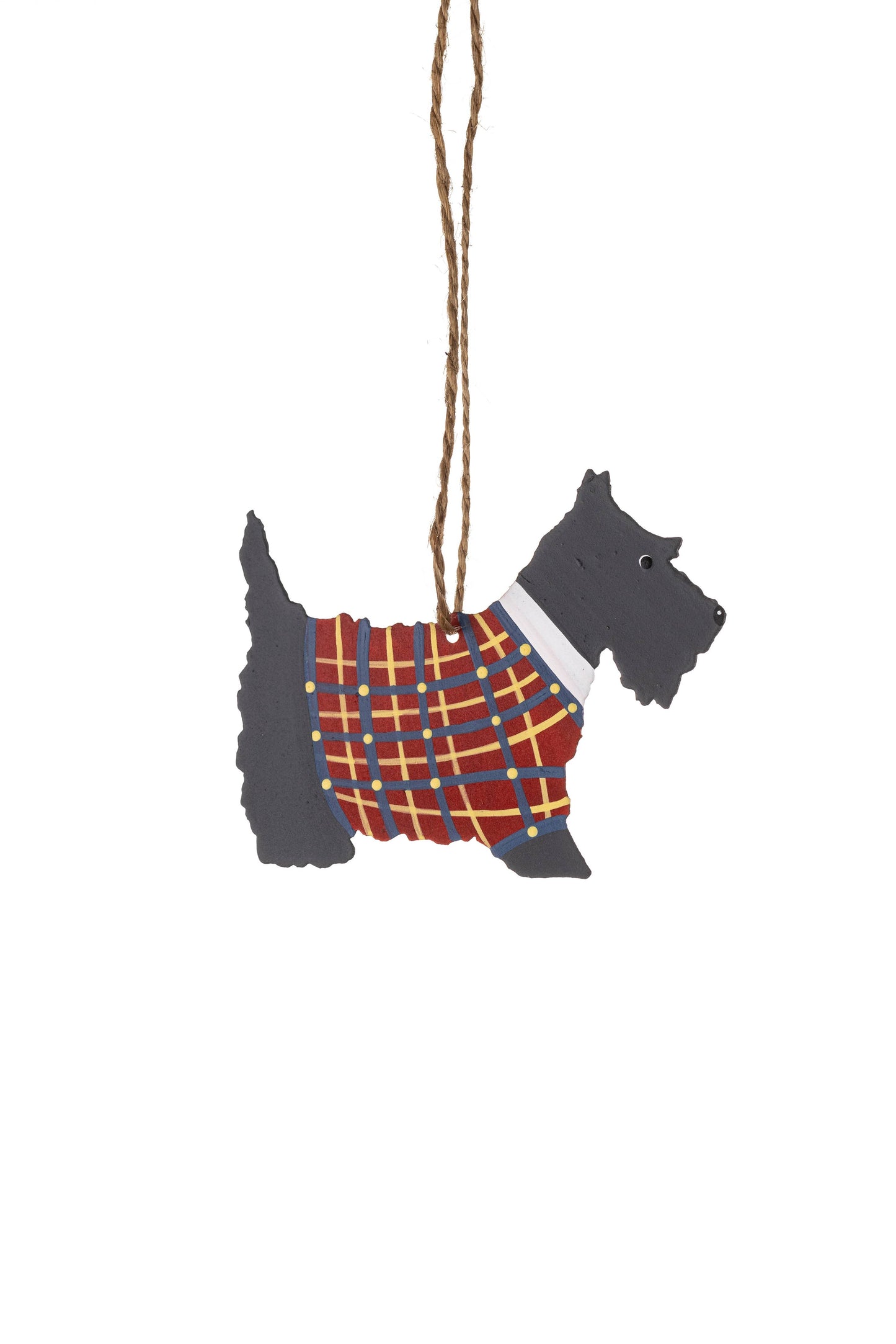 Tiny Tin Scottie In Tartan Coat Decoration