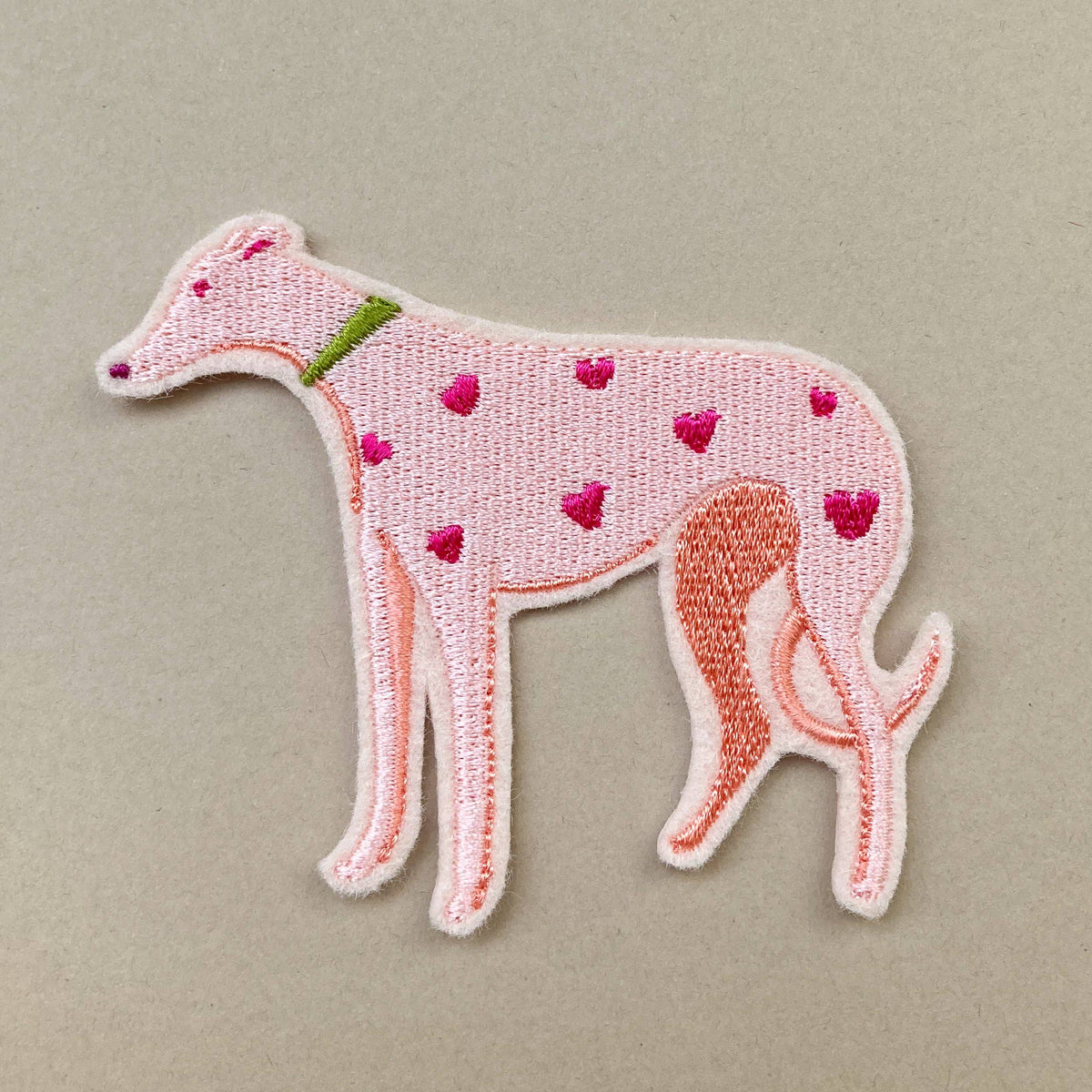 Pale Pink Heart Hound Embroidered Patch