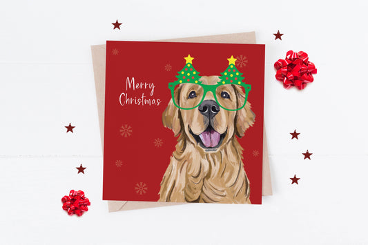 Fun Golden Retriever Dog Christmas Cards