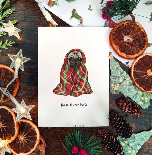 Bah Hum-Pug Christmas Card